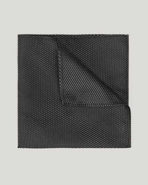 Silk Textured Two-Tone Pocket Square, Charcoal, hi-res